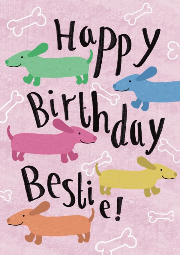 Cute Birthday Card - For Bestie - Dachshunds created by Philippa Kemp