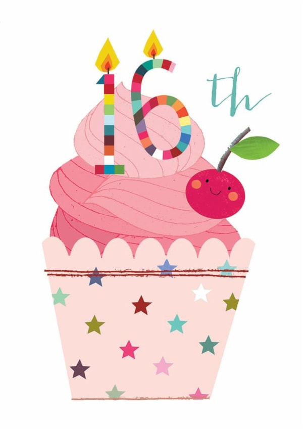 Cute Birthday Card - 16th - Cherry Cupcake created by Kali Stileman