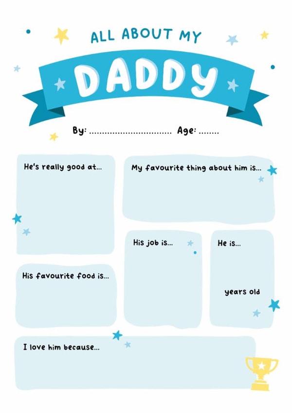Cute Father's Day Card - For Daddy - Personalisation created by Kreate Paper Co.