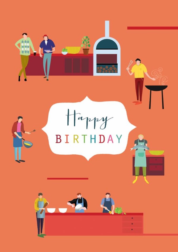 Classic Birthday Card - Cooking - Chef created by Kali Stileman