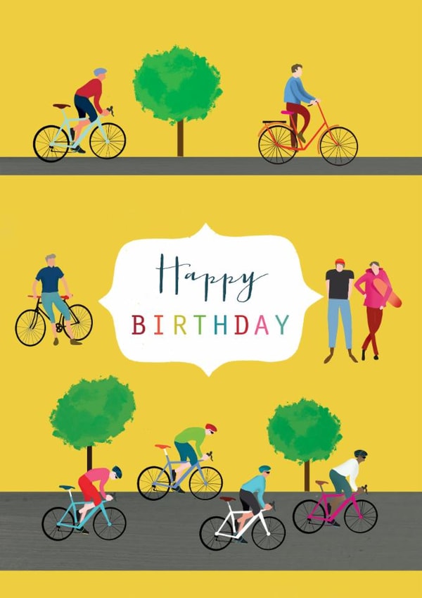 Classic Birthday Card - Cycling - Bikes created by Kali Stileman