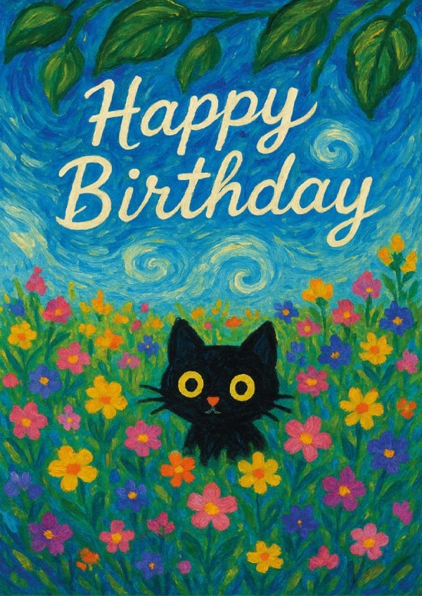 Cute Birthday Card - Flowers - Cat created by Nidd And Rigg!