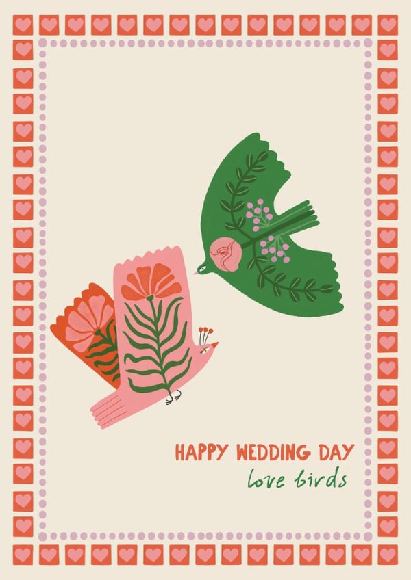 Classic Wedding Card - Happy Wedding Day - Love Birds created by Moonshine Prints