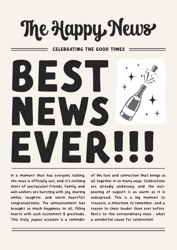 Classic New Job/Congratulations Card - Best News Ever! - Newspaper created by Kreate Paper Co.