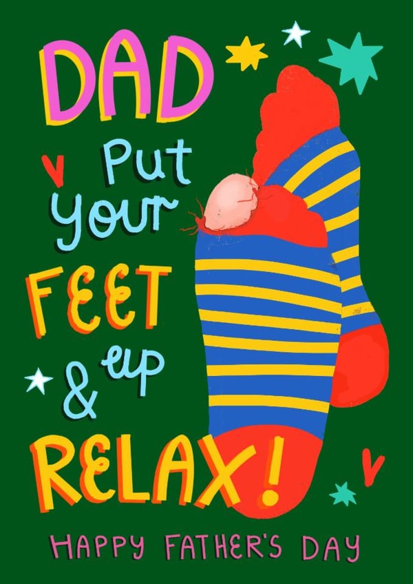Fun Father's Day Card - Put Your Feet Up - Socks created by NICHOLA COWDERY ILLUSTRATIONS 