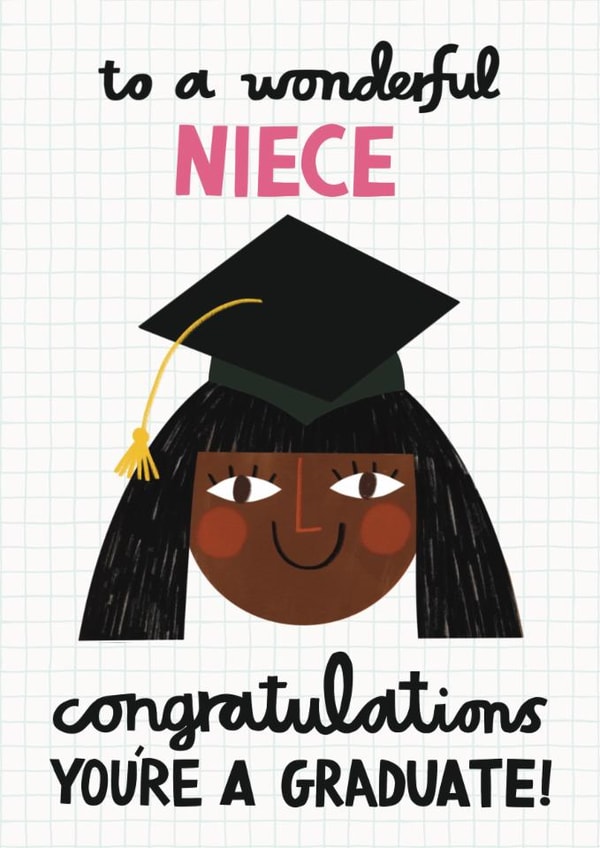 Cute Graduation Card - Wonderful Niece - Congratulations created by Alice Mole Illustration