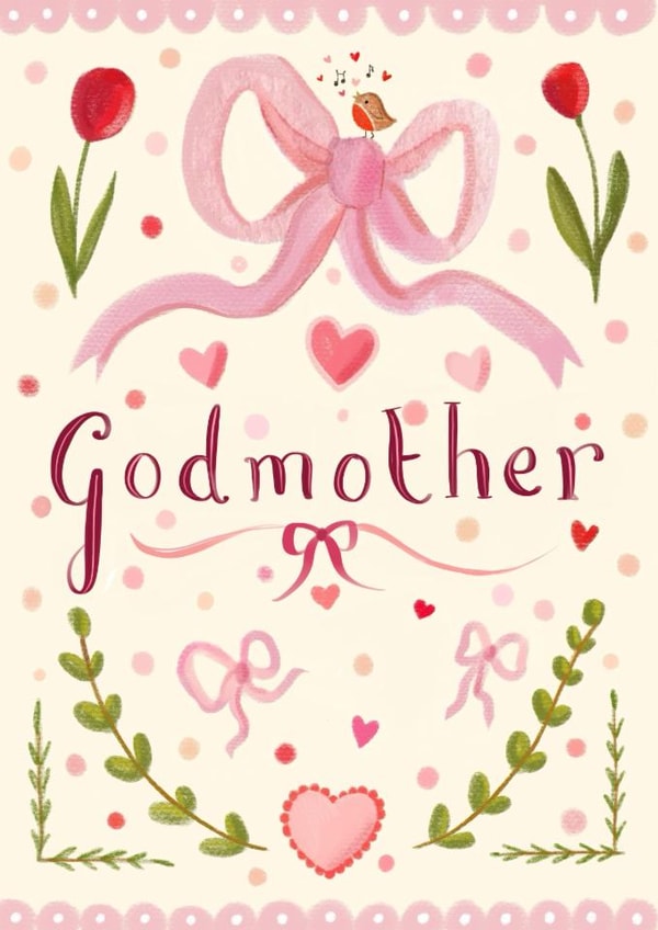 Pretty Birthday Card - For Godmother - Bow created by Love Lucy Illustration