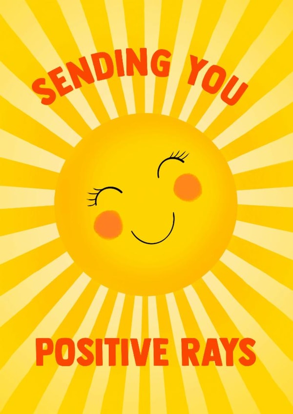 Cute Thinking Of You/Good Luck Card - Sending You Positive Rays - Sunshine created by Poppy & Mabel 