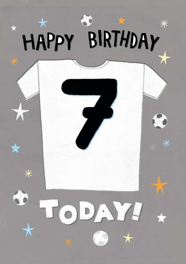 Classic 7th Birthday Card - For Him - Football T-Shirt created by Pencilface