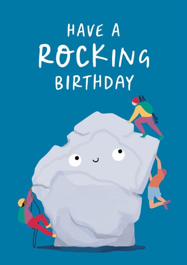 Cute Birthday Card - Rock Climbing - Bouldering created by Painted Parasol Studio