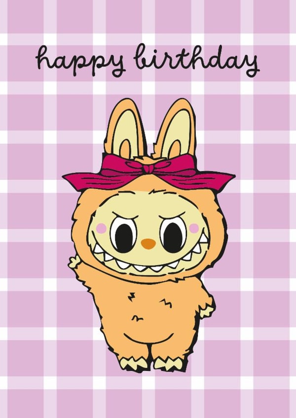 Labubu - Cute Birthday Card - Labubu Doll created by Brogan Cheetham