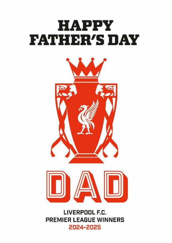 Classic Father's Day Card - Liverpool FC - Premier League Winners created by Percy & Pearl