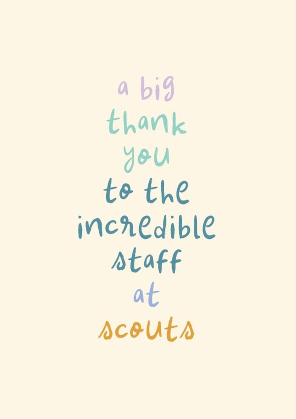Classic Thank You Card - Incredible Staff At Scouts - Simple Text created by Rebecca Prinn