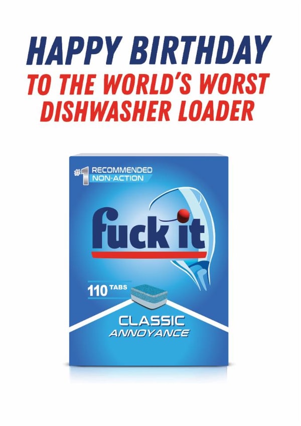 Cheeky Birthday Card - World's Worst Dishwaher Loader - For Him created by Kyleigh Orlebar