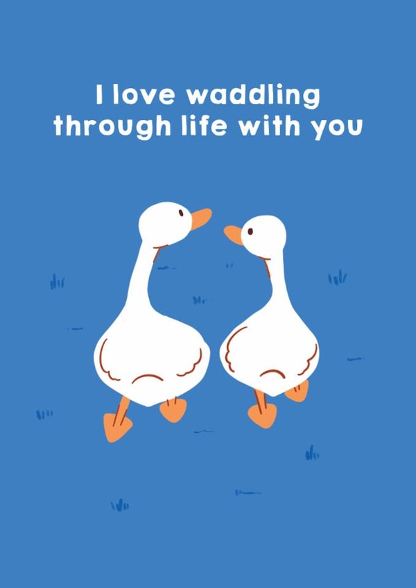 Cute Valentine's Day Card - Waddling Ducks created by Zove Ahh