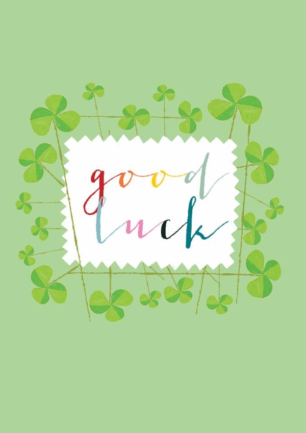 Classic Good Luck Card - Clovers created by Kali Stileman