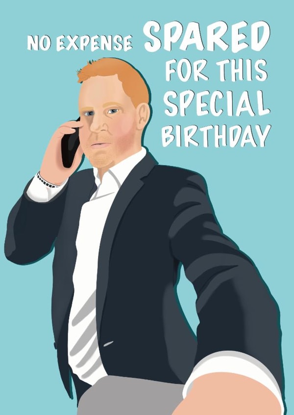 No Expense Spared - Funny - Prince Harry - Spare Themed - Birthday Card created by @PoppyCardDesigns