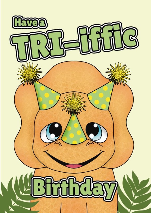 Cute Birthday Card - Triceratops Dinosaur created by @Cupsie's Creations