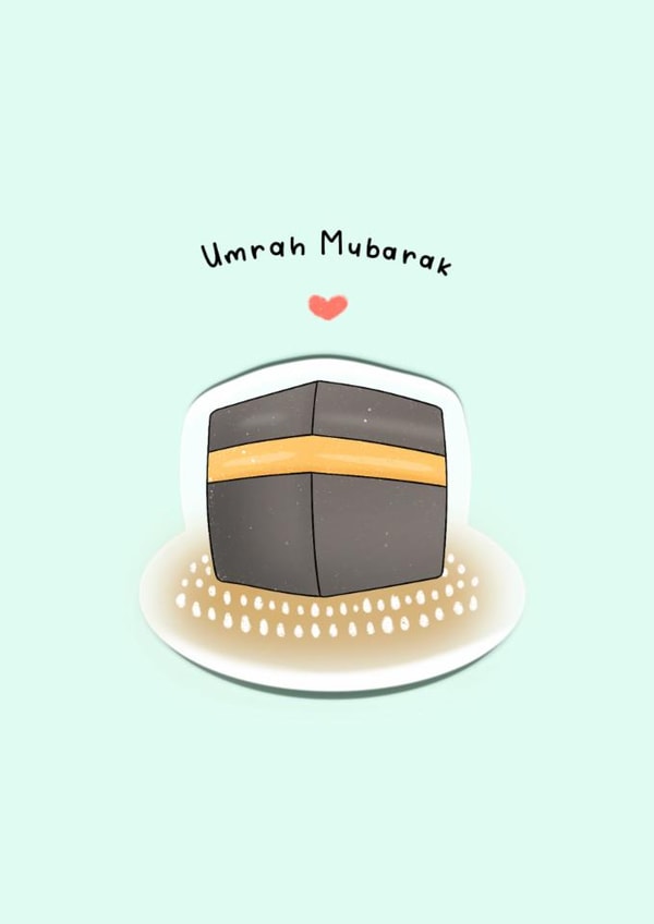 Cute Umrah Card - Kaaba - Umrah Mubarak created by The Mosque Sketcher
