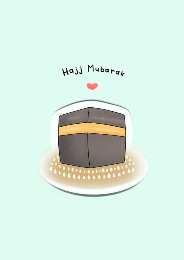 Cute Hajj Card - Kaaba - Hajj Mubarak created by The Mosque Sketcher