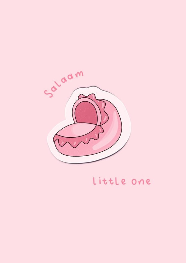 Cute New Baby Card - Bassinet - Salaam Little One - Girl created by The Mosque Sketcher