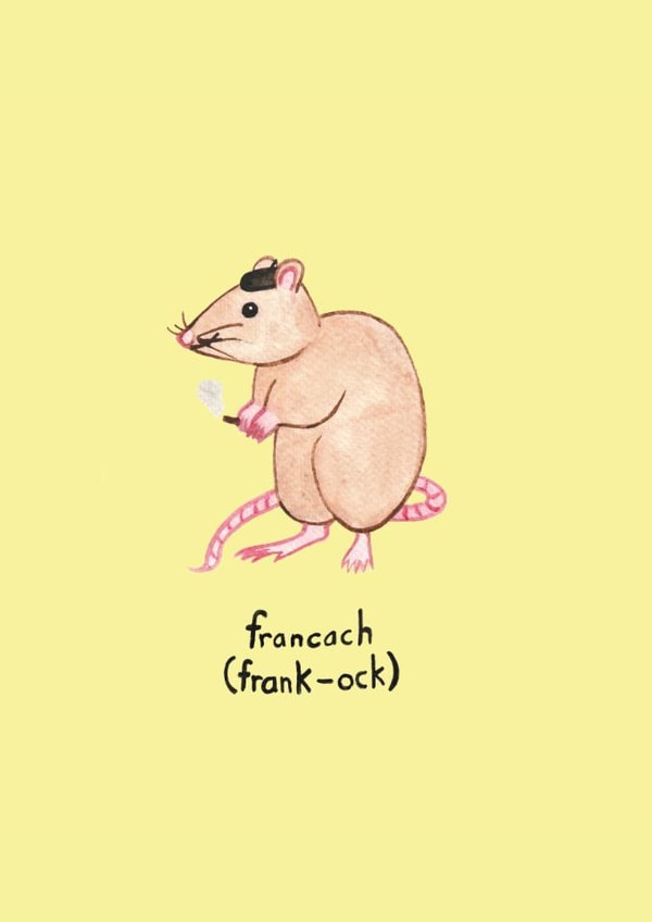 Cute St Patricks Day Card - Francach - Irish Language - French Rat created by Grace McEntee