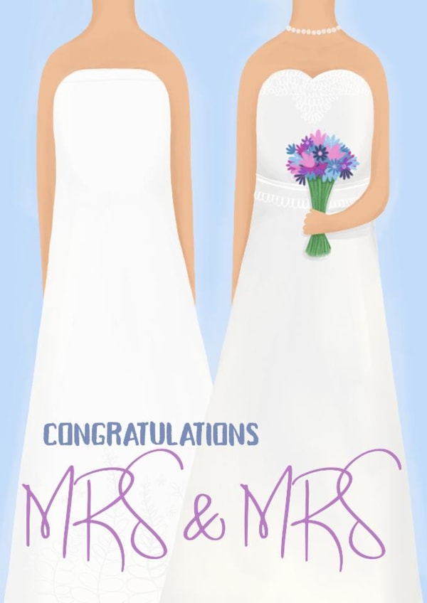 Classic Wedding Card - Mrs & Mrs - LGBTQ+ created by Sian Moore Illustration