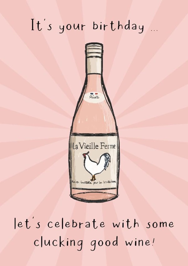 Funny Birthday Card - Chicken Wine created by Little Prints Fred Designs