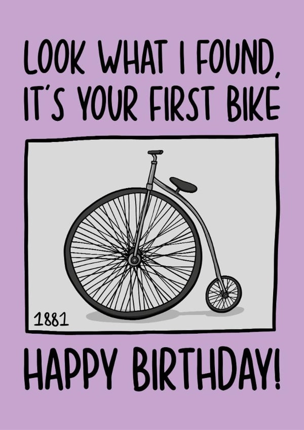 Bike Birthday Card - Funny Cycling Card - Old Bike Card created by TeePee Creations