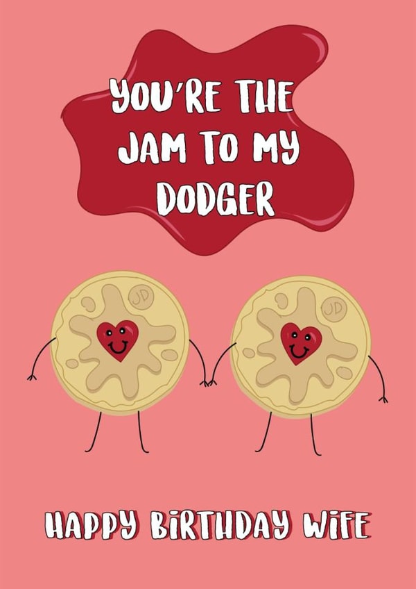Cute Birthday Card - For Wife - Jammy Dodgers created by @Laura Lonsdale Designs