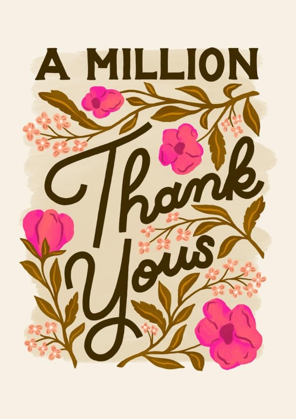 Classic Thank You Card - A Million Thank Yous created by Liz Kohler Brown