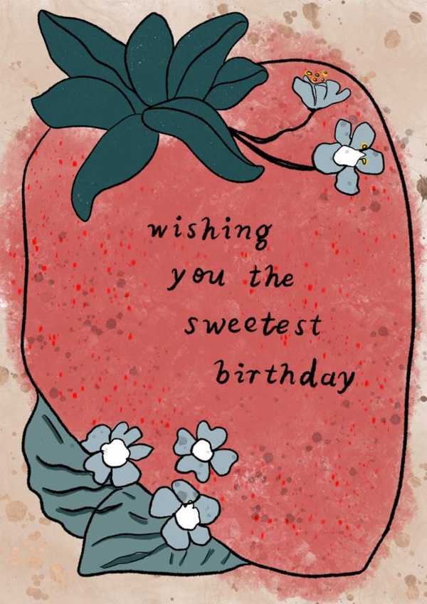 Sweet Strawberry Birthday Card - Wishing you  the sweetest birthday created by Sue Cranberry