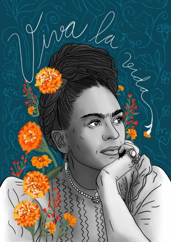 Viva la Vida Frida Kahlo Card - Just because created by Sue Cranberry