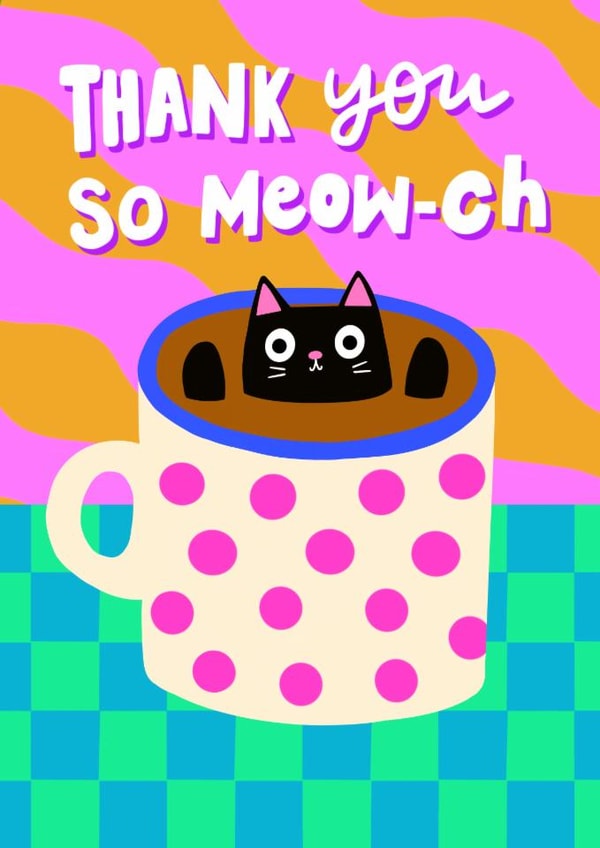 Cute Thank You Card - Cat - Coffee created by The Paper Tail