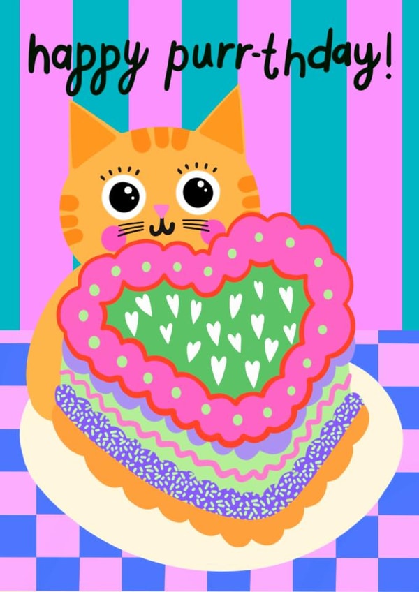 Cute Birthday Card - Cat - Cake created by The Paper Tail 