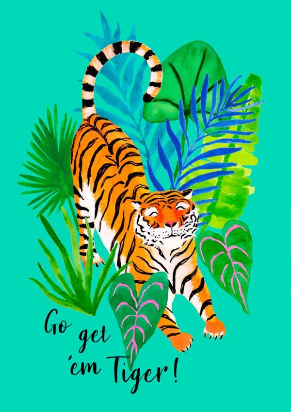 Cute Good Luck Card - Go Get 'Em Tiger! created by Paint to Paper Designs