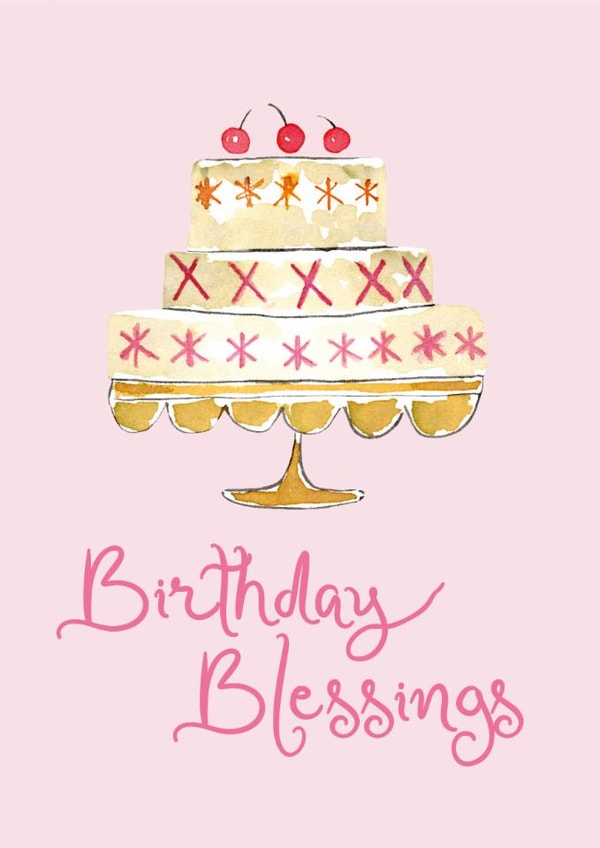 Classic Birthday Card - Cherry Cake - Blessings created by Modupe Yalley