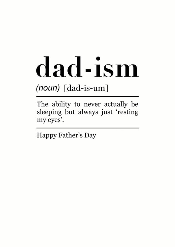Funny Father's Day Card - Definition - Resting My Eyes created by Pink Peach Cards