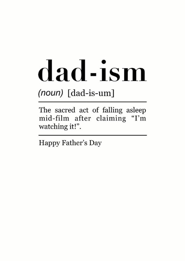 Funny Father's Day Card - Defintion - Falling Asleep created by Pink Peach Cards