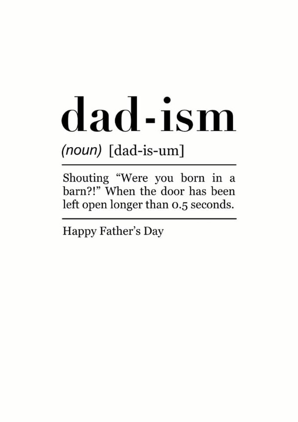 Funny Father's Day Card - Definition - Born In A Barn created by Pink Peach Cards