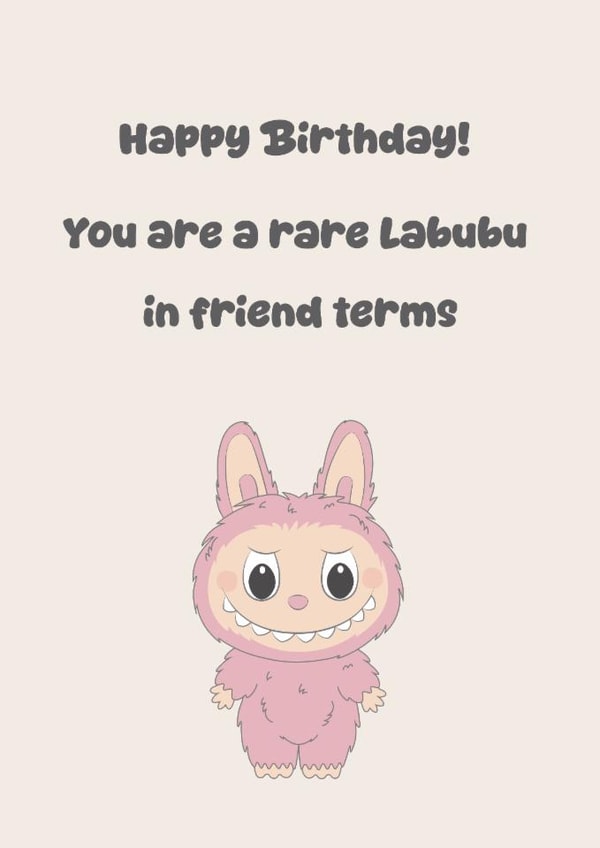 Cute Labubu birthday card for friend created by Chlobo Collections