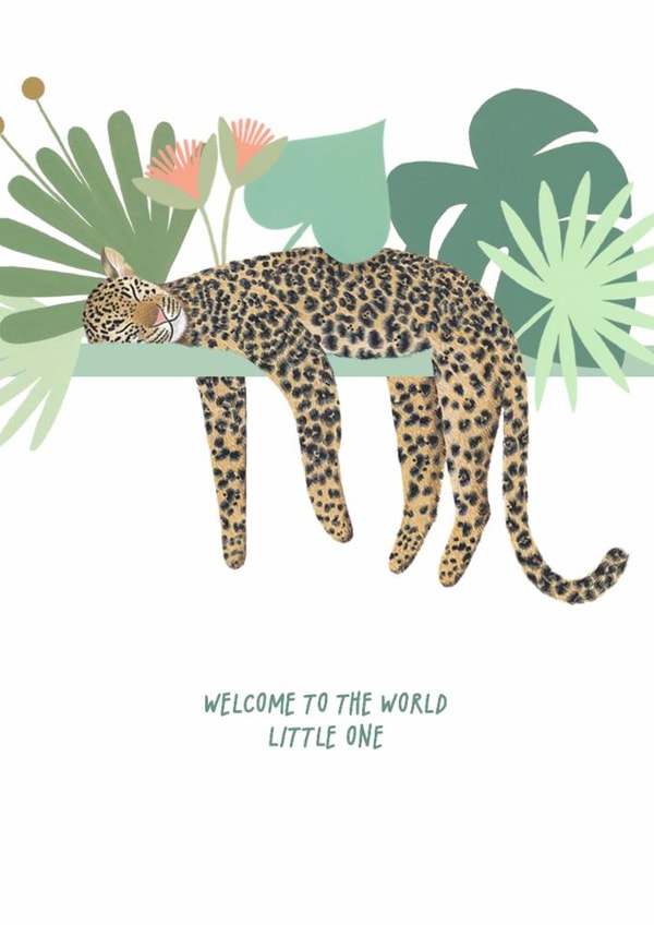 Cute New Baby Card - Sleeping Leopard Cub created by Arthur & Bear