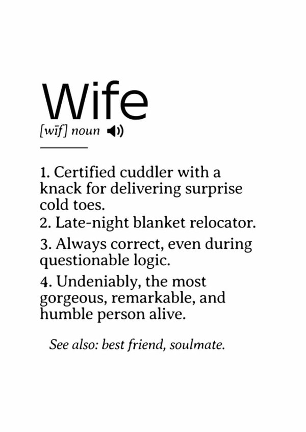 Funny Birthday Card - For Wife - Dictionary Definition created by Udad Designs