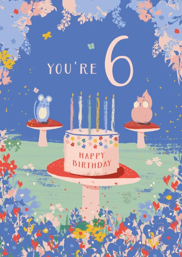 Cute Birthday Card - 6th - Cake - Mouse created by Rebecca Prinn