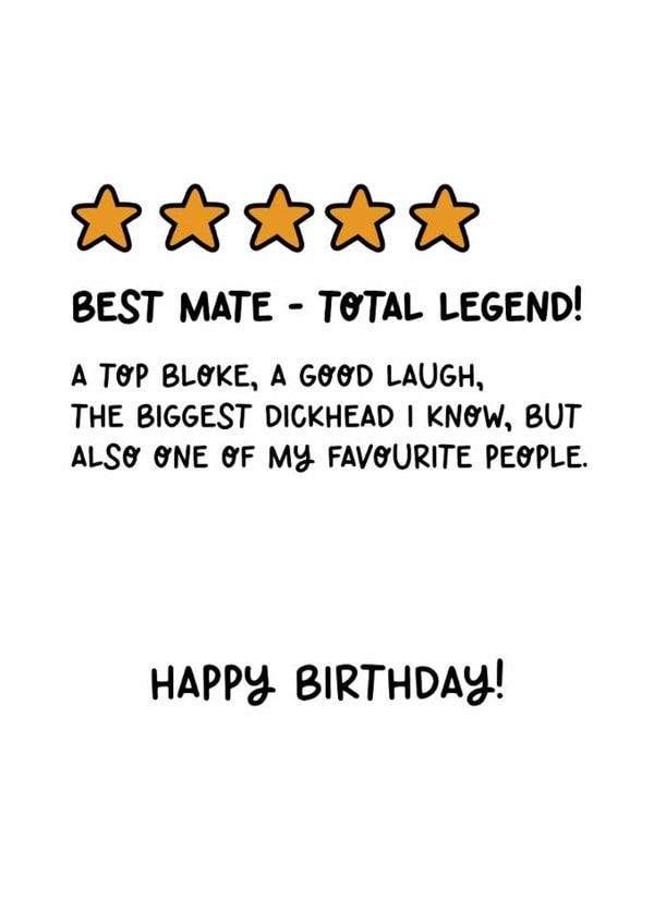 Funny Birthday Card - Best Mate - Total Legend created by Lyndsay Moon