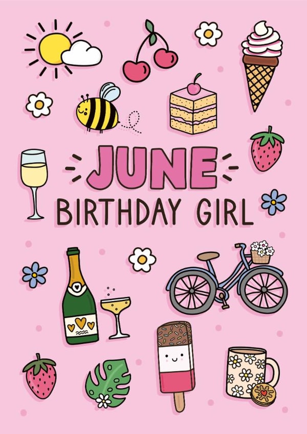 Cute Birthday Card - June Birthday Girl created by Sam Jayne Design