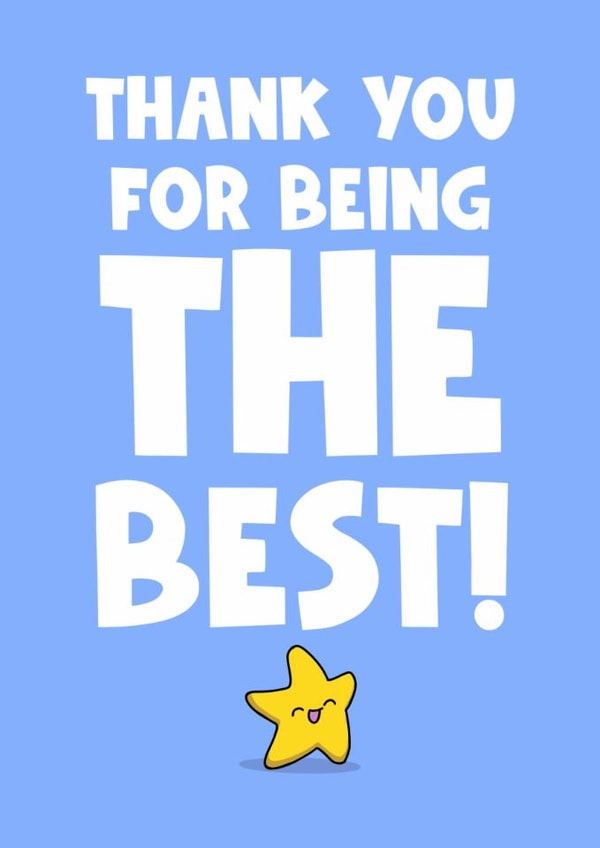 Cute Thank You Card - Thank You For Being The Best - Star created by Naomi Park