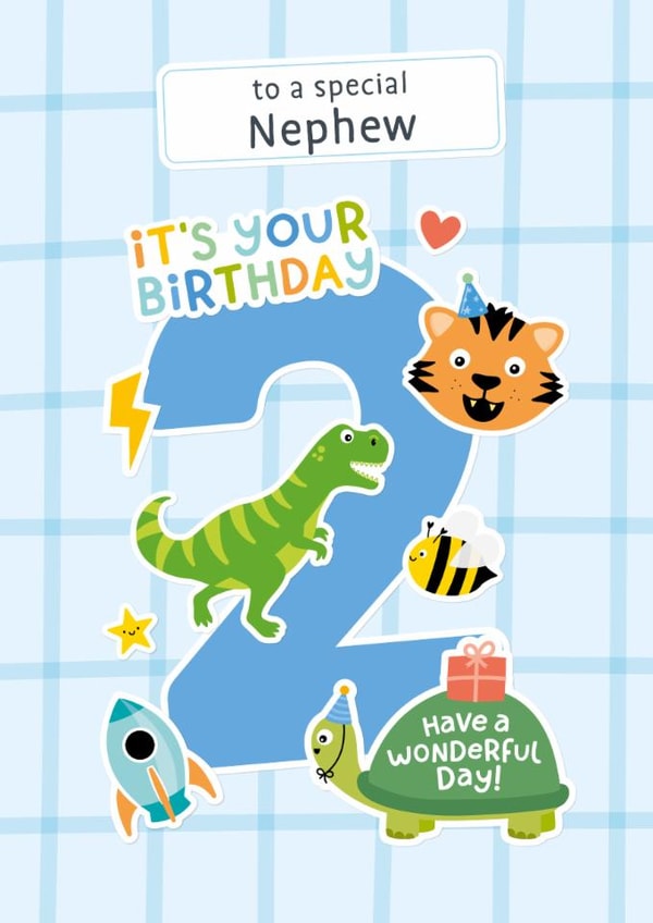 Cute 2nd Birthday Card - For Nephew - Stickers created by Macie Dot Doodles