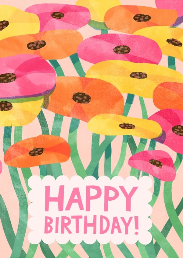 Pretty Birthday Card - Colourful Poppies created by Catherine Pape