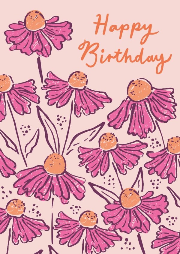 Classic Birthday Card - Pretty Pink Flowers created by Embletree Designs